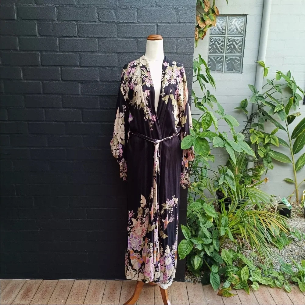 Spell & The Gypsy Vintage OS Blue Skies Reversible Rare Unicorn Kimono Duster - Picture 5 of 16
